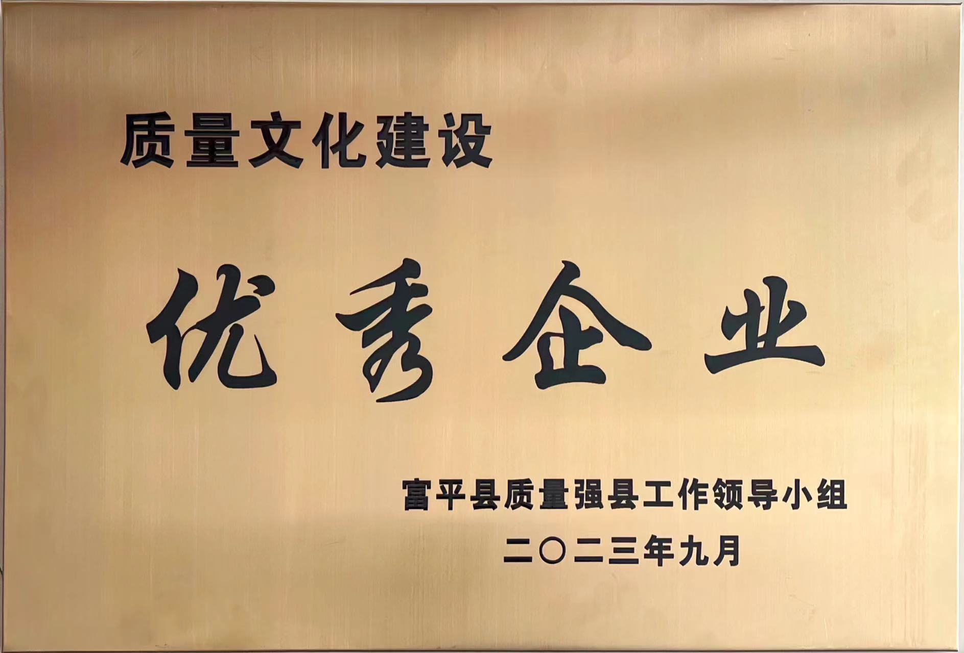 贊！富平公司喜獲富平縣“質(zhì)量文化建設(shè)優(yōu)秀企業(yè)”稱(chēng)號(hào)